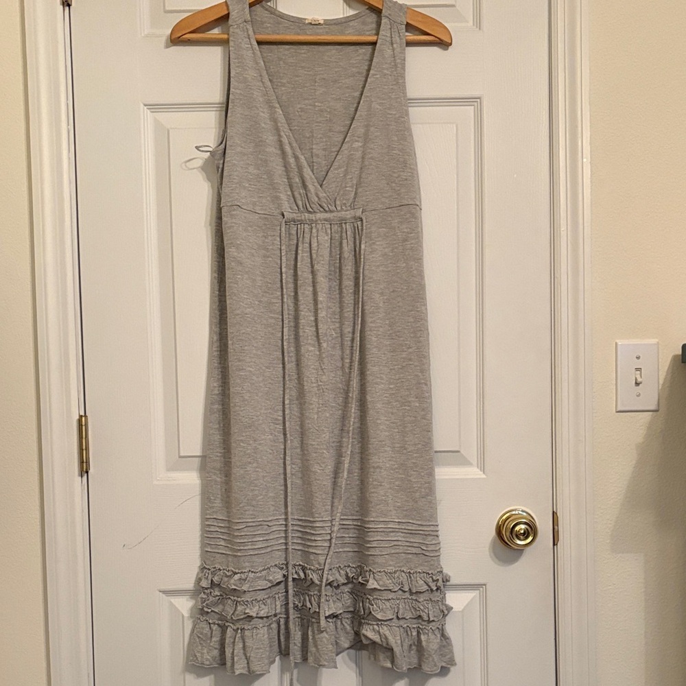 Gray Jcrew Sleeveless Ruffle Hem Dress